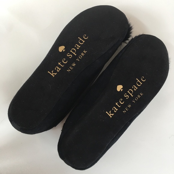 NEW KATE SPADE black cat kitty warm fleece slipper - Picture 5 of 6